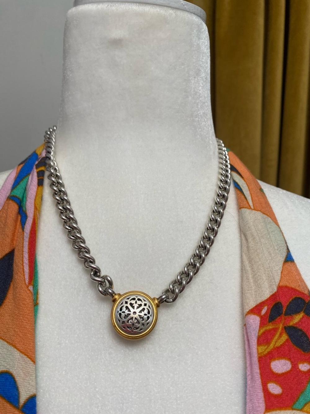 Matching Brighton Ferrara Two-Tone Silver and Gold Necklace and Earring Set